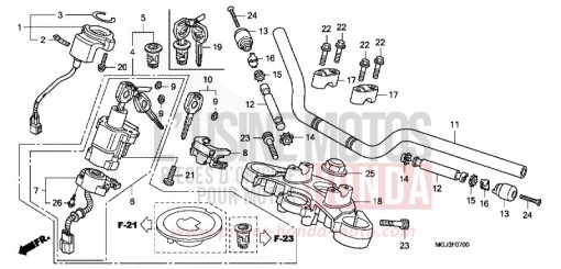 TUYAU DE GUIDON/PONT SUPERIEUR CBF1000FAA de 2010